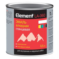 Эмаль алкидная Element LА-060 глянцевая белая 0,5л. (0,61кг) Alpa