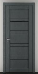 Полотно дверное ПО Zadoor SP64, экошпон Бетон темный, стекло Черный лакобель, 800*2000